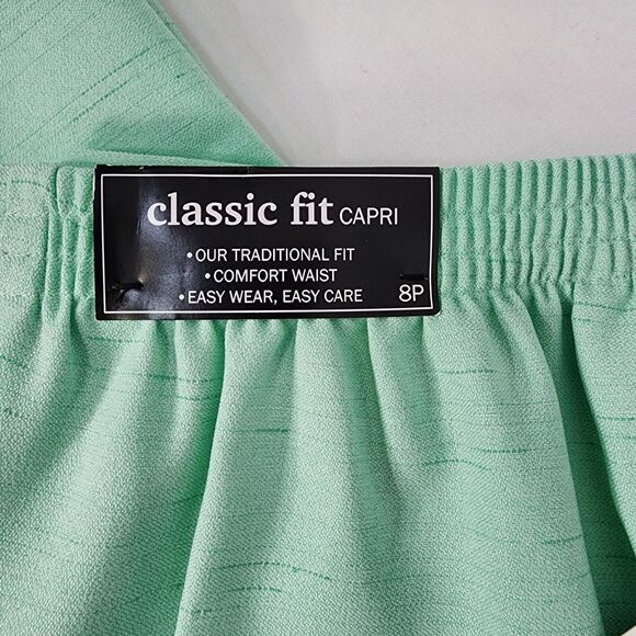 Alfred Dunner Petite Capri Pants Womens 8P Green Classic Fit Pull On Cut Out Leg - Picture 7 of 10